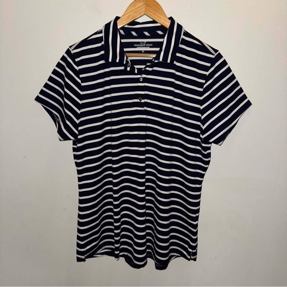 Vineyard Vines Performance Blue and White Striped Polo Women’s Size Extra Large